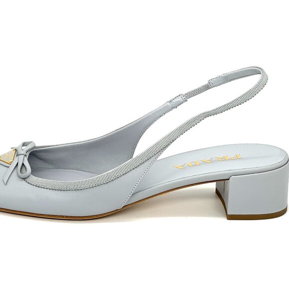 Prada Light Gray Slingback Sandals - Picture 4 of 16